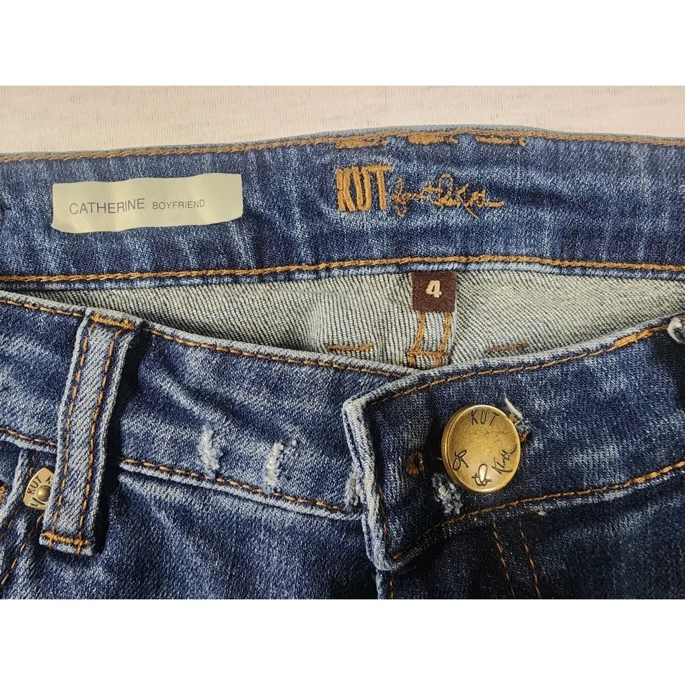 KUT from the Kloth Catherine‎ Boyfriend Jeans Women 4 Distressed Denim Mid Rise